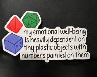 Emotional Well-being Dice Sticker | Dungeons and dragons funny mental health vinyl laptop decal