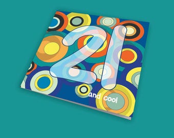 21 and Cool, Groovy Card, 21st Birthday Card, Retro Style, Greeting Card, Blank Card