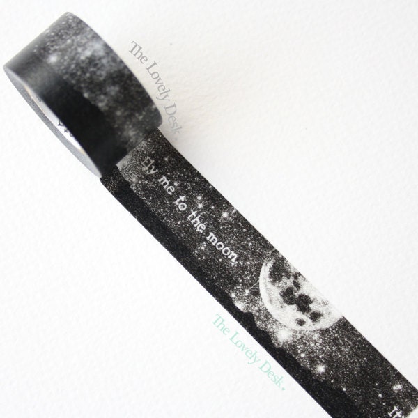 Nightsky Moon Space Black Washi Tape by Masté Masking Tape Japan - Night Sky Stars 2015 Nature Collection Japanese