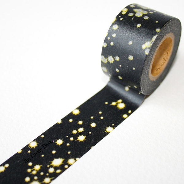 Masté Multi Winter Collection Illumination Washi Tape - Japanese Washi Masking Tape - sky, camera flash, lights, stars, mark's, bold black