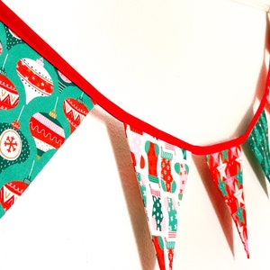 Christmas Cute Character Decoration Bunting, Xmas Garland, festive banner, Winter fabric flags gift, Santa, Stars, Baubles, Trees