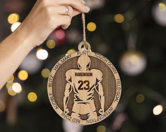 Personalized Football Ornament, Custom Christmas Ornament, Football Coach Gift, Sports Ornament, Football Player Gift, High School Ornament