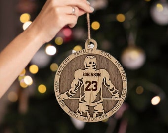 Personalized Hockey Player Ornament, Christmas Hockey Jersey, Hockey Coach Gifts, Sports Ornament, Coach Gifts, Sports Collection
