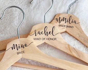 Personalized Bridesmaid Hangers, Wedding Hanger, Wooden Engraved Hanger, Bridal Dress Hanger, Wedding Name Hangers, Bridesmaid gift