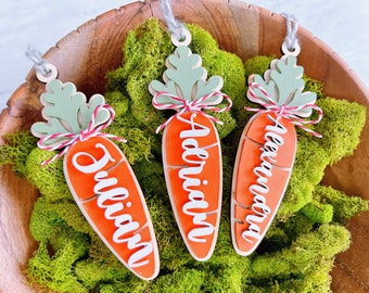 Personalized Easter Basket Name Tag, Carrot Tag, Charm Spring Name Tag, Bunny Tag, Easter Gifts, Kids Easter Carrot, 3D Easter Tag