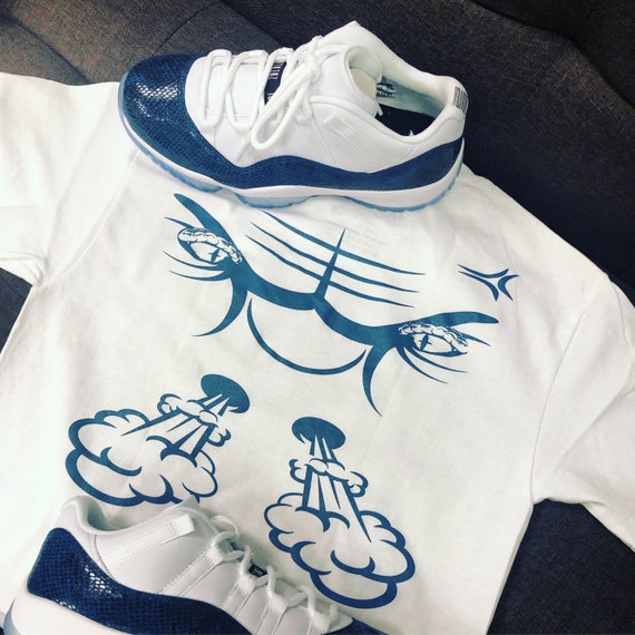 jordan 11 snakeskin blue shirts
