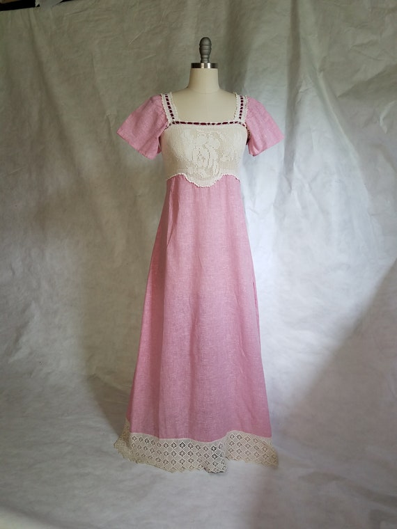 Antique Vintage Crochet Lace Yoke Maxi Dress or Ni