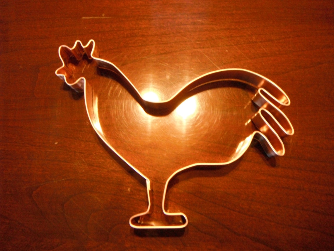 Large Rooster Shaped Solid Copper Cookie Cutter Etsy