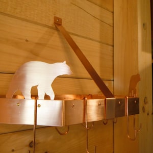 Wall Mounted Solid Copper Pot Rack With Bear image 1