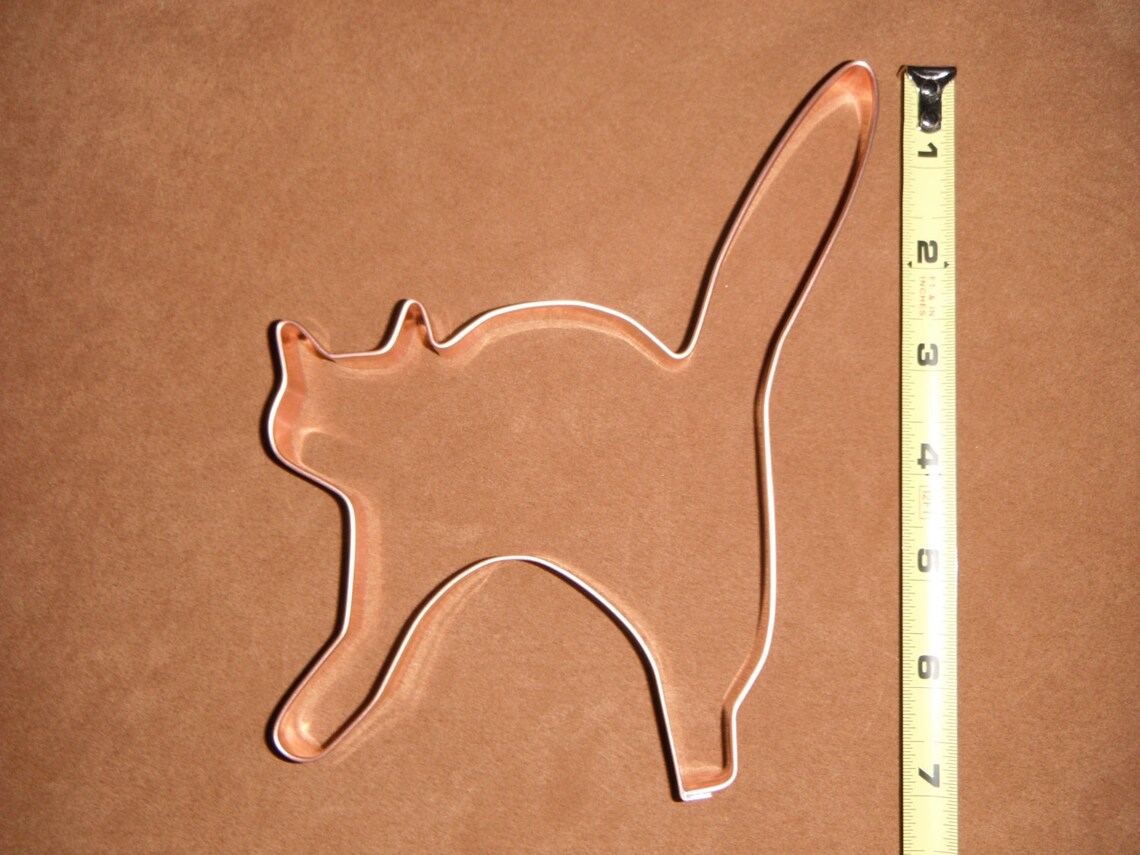 Large Scaredy Cat Shaped Solid Copper Cookie Cutter Etsy