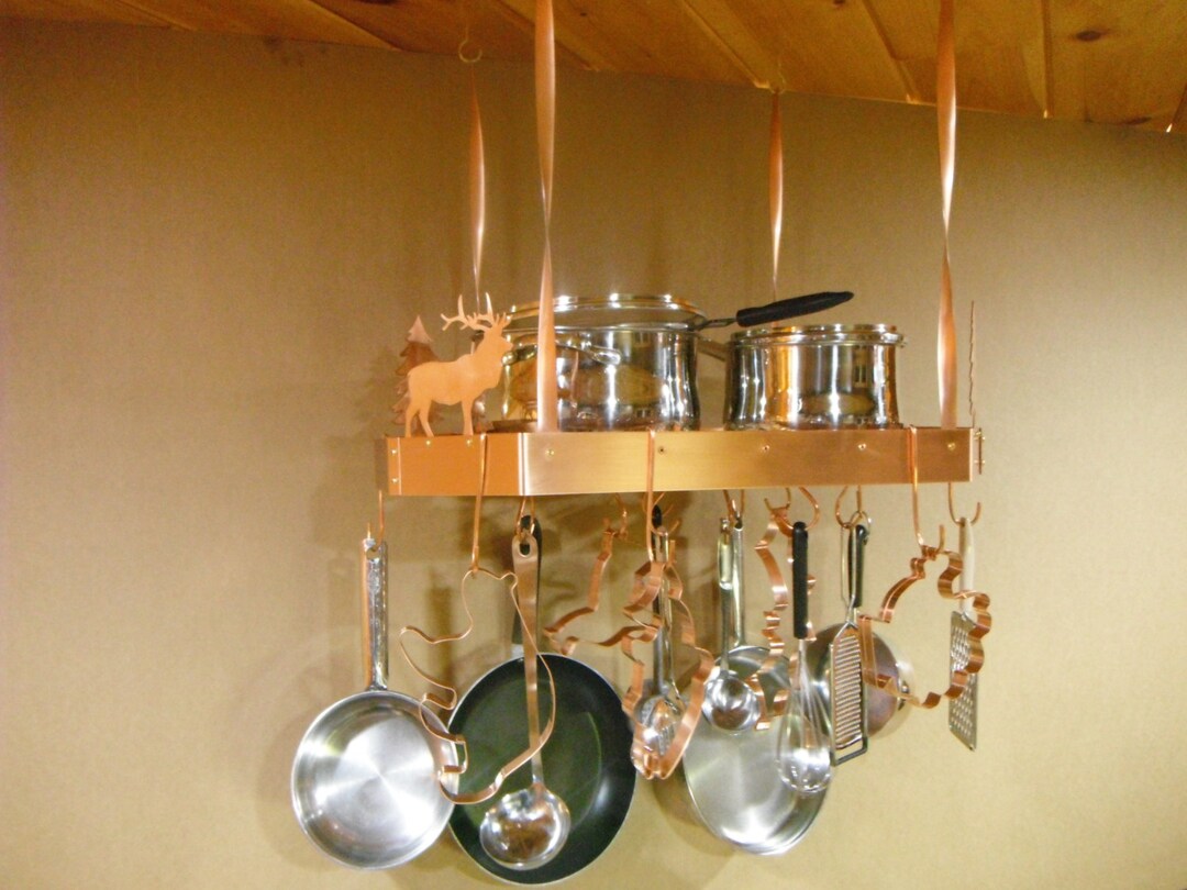 Solid Copper Hanging Pot Rack Etsy