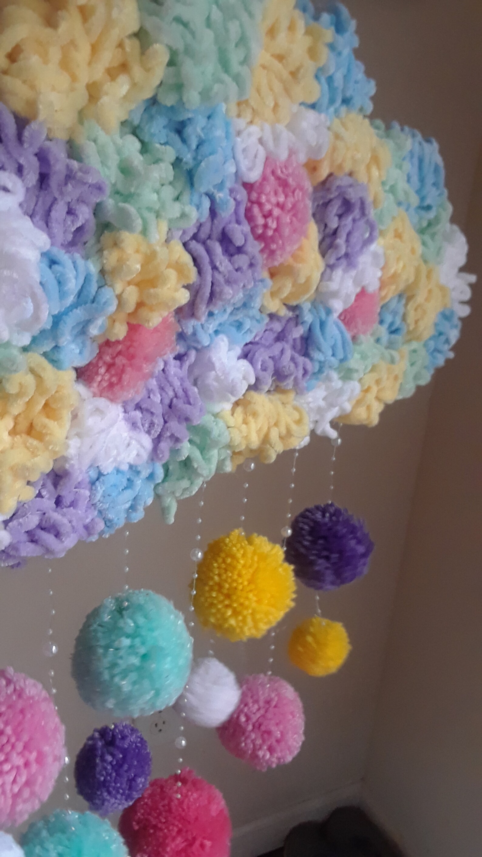 Nursery Cloud Wall Hanging Yarn Wall Hanging Pompom Wall Etsy