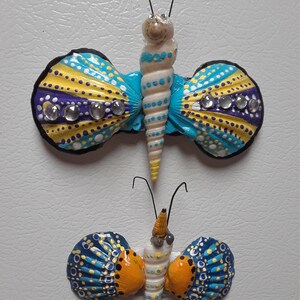 Set of Two Seashell Butterfly Fridge Magnets