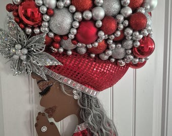 Red and Silver Praying Diva wall hanging.