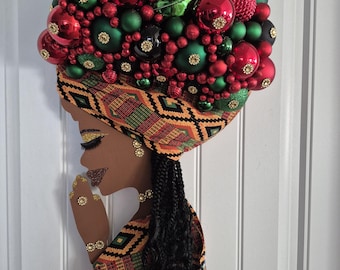 Afrocentric Praying Woman Wall Hanging, Kente Diva, Afro Lady Wall Hanging. Black Lives Wall Hanging.