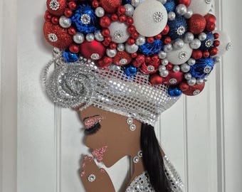 Patriotic Praying Lady/ Red, White,and Blue Wall Decor.