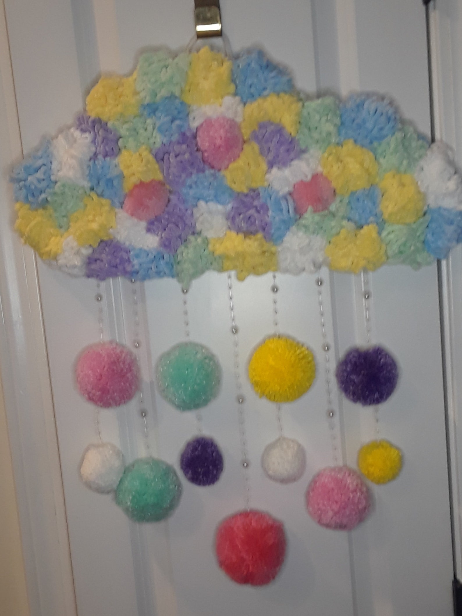 Nursery Cloud Wall Hanging Yarn Wall Hanging Pompom Wall Etsy