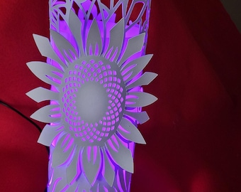 Sunflower night light lantern. Table decor.  Centerpiece.