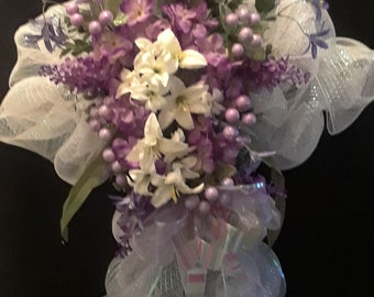 Cross shaped Easter Wreath , White Easter Door Wreath
