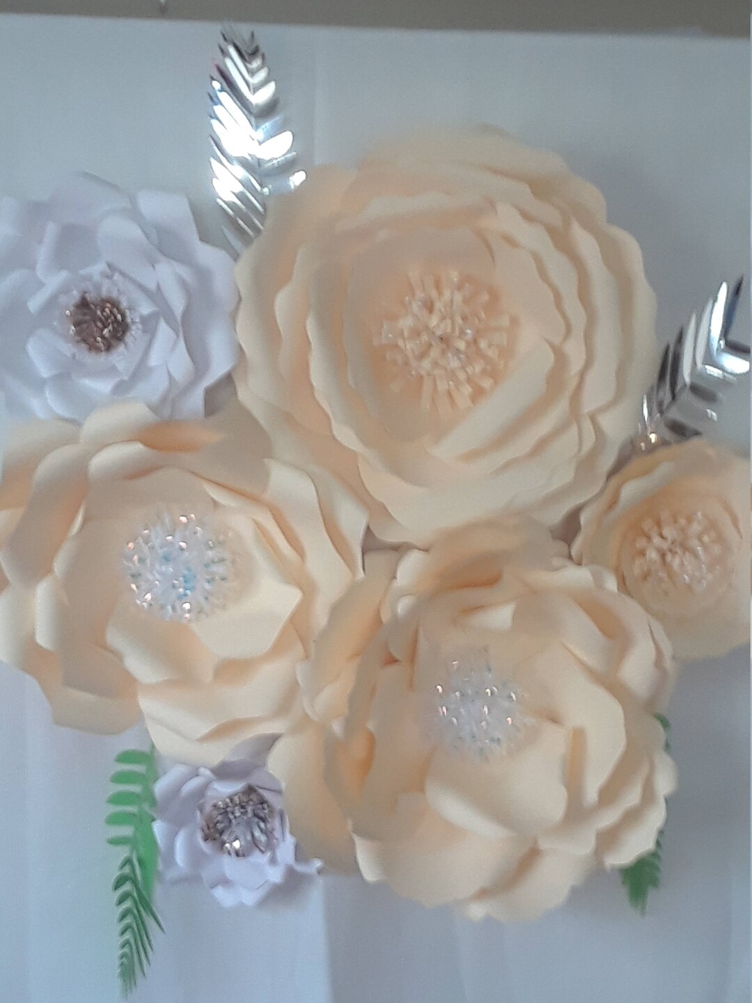 Set of Five Mixed Sized Paper Flowers - Etsy