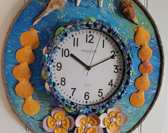 Nautical Clock,Seashell Clock, Oversize clock
