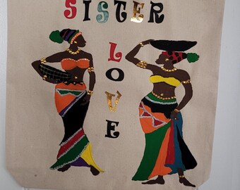African Inspired  Large Canvas Tote