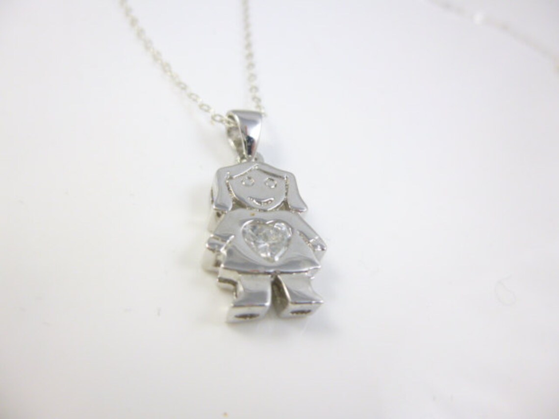 Baby Girl Pendant Sterling Silver Girl Necklace Baby Girl Etsy