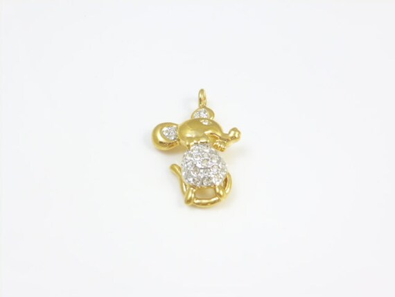 10K Stylized Cartoon Mouse with Glasses CharmPendant Yellow Gold