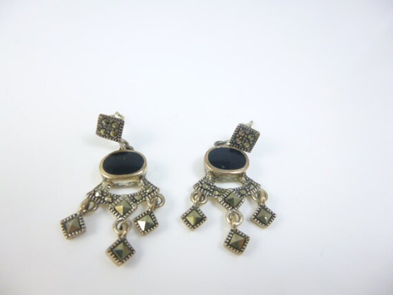 Marcasite Earrings, Sterling Silver Dangle Earrin