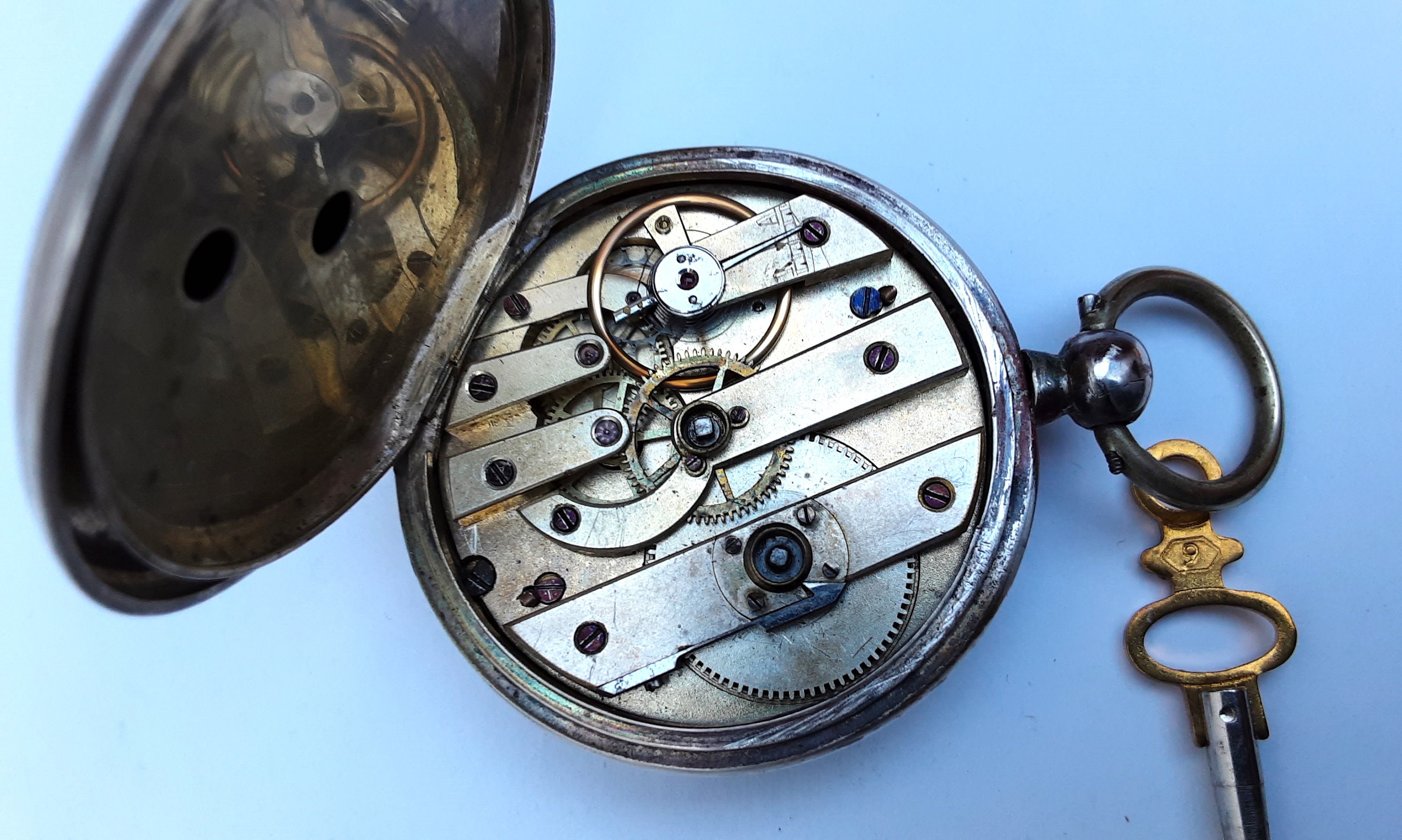 Lot De 2 Montres à Gousset Anciennes En Argent Massif - XIXe Siècle - Mécanique à Clé - Occasion