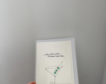 Cute Funny Olive Martini Birthday Greeting Card, May Olive Your Dreams Come True
