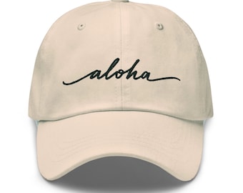 Aloha Embroidered Hat (Stone / light tan)