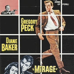 GREGORY PECK &quot;mirage&quot; authentic 1965 vintage mint movie poster universal 27 x 41
