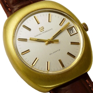 GIRARD-PERREGAUX 18K Gold Filled/40 microns Large 39mm Mens Quartz Watch Quick Set Date. Cushion Shape
