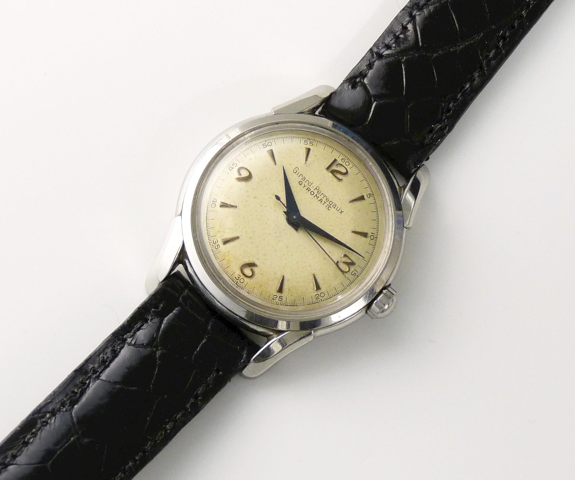 GIRARD-PERREGAUX Gyromatic All Stainless Steel. Vintage Mens 