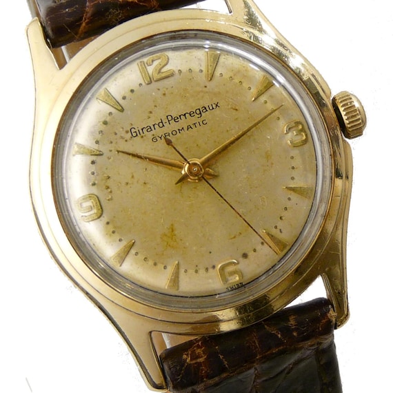 GIRARD-PERREGAUX Gyromatic Gold Top Case. Stainless Back Vintage