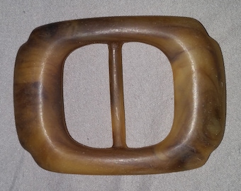 Large Lucite Plastic BROWN SWIRL Sash Scarf Slide Belt Buckle 18 AVAILABLE ~ Satin Finish ~ New Old Stock ~ 3.25"x2.5"