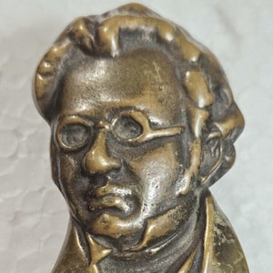 BUSTO DE BRONCE (¿Compositor Franz Schubert?) ABRECARTAS, Antiguo