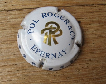 Pol Roger CHAMPAGNE CORK CAP, French bottle metal top cover for jewellery making or  wine lover crafting supply.