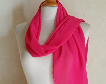 Vintage PRETTY in PINK SCARF in dreamy French chiffon. 1980s solid color neck wrap, hair or handbag tie.