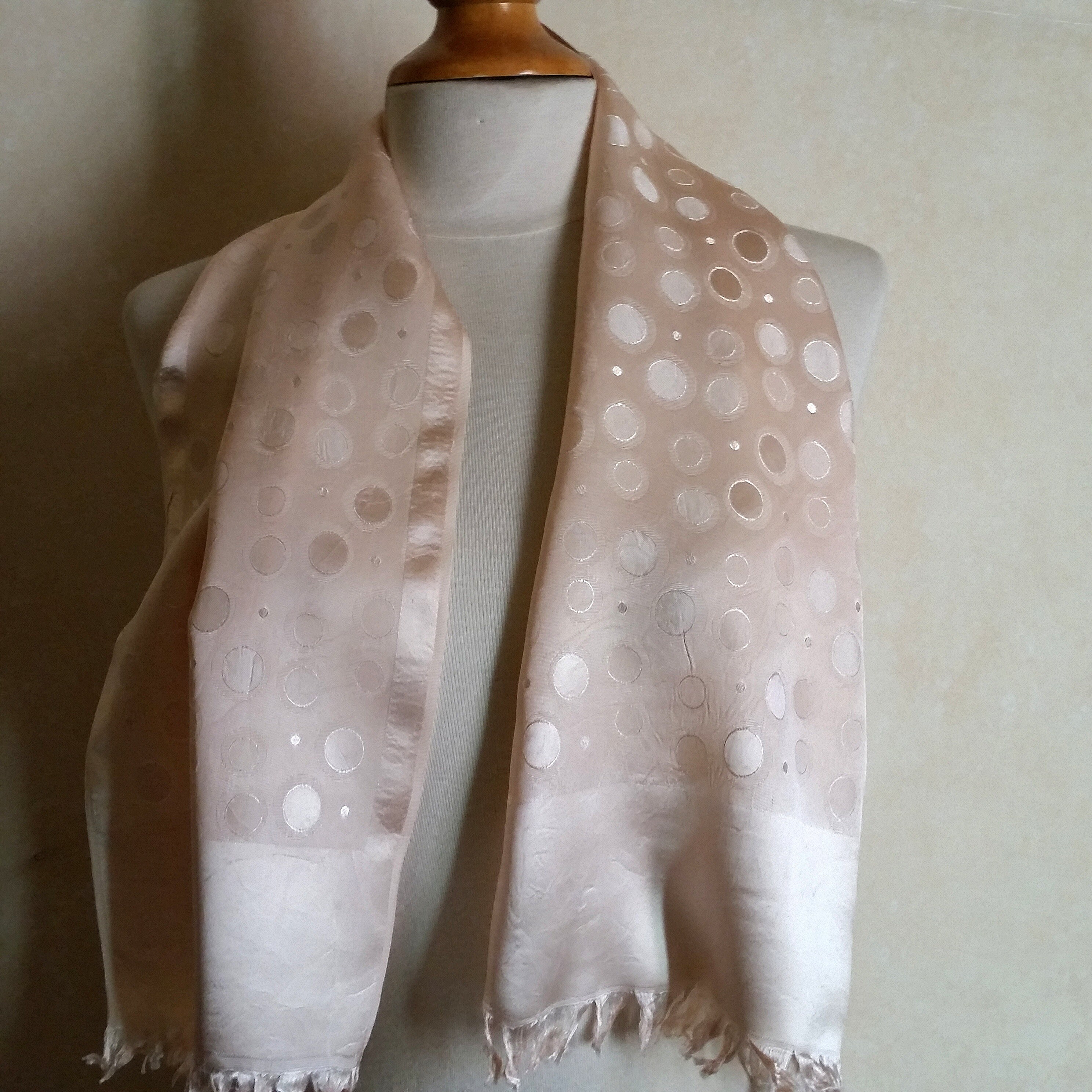 1950s FRENCH VINTAGE SCARF of Mid Century Modern Circles and Polka