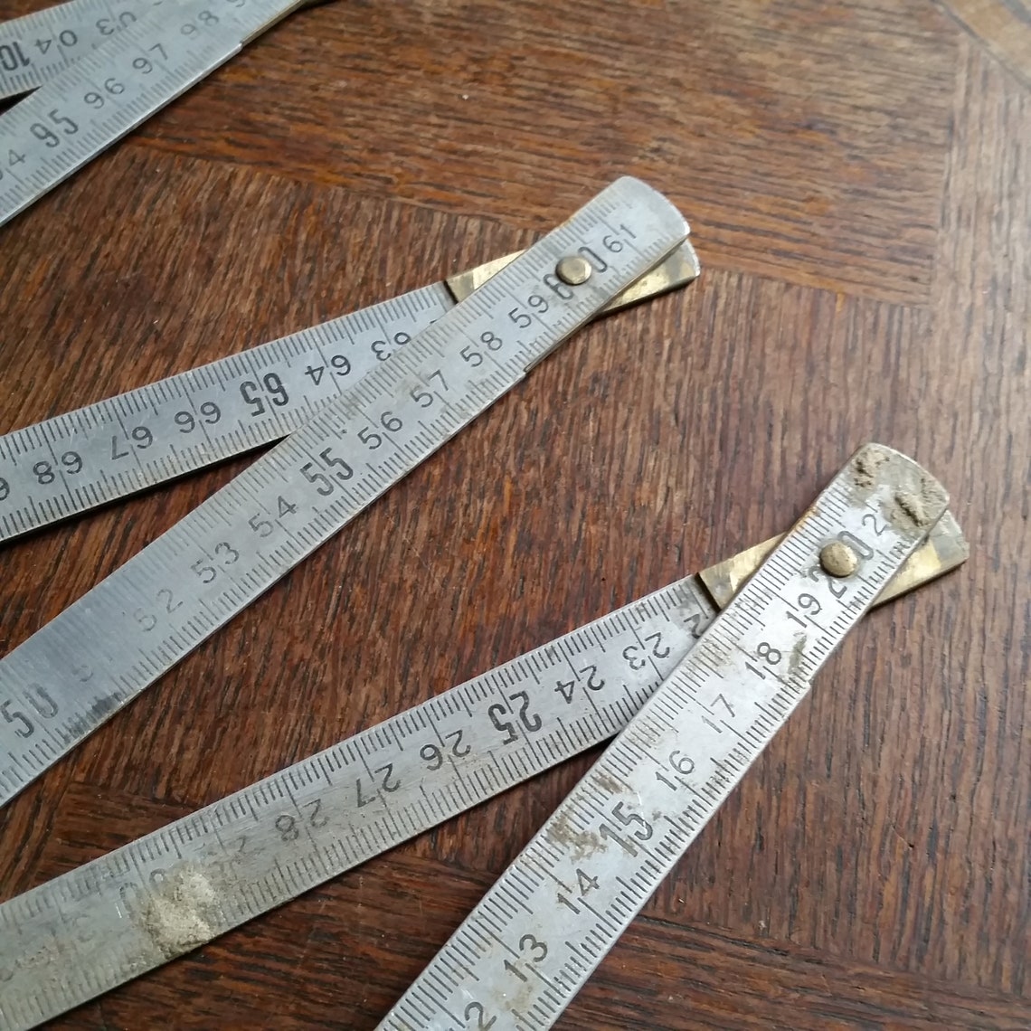 Vintage FRENCH FOLDING RULER, 2 Meters Concertina Style. Metal Tape ...