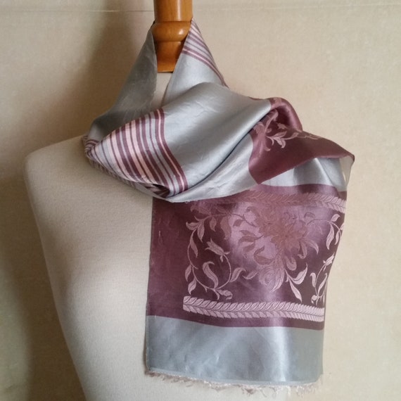 小物 Mid-Century French Cotton Scarf 1950s MID CENTURY VINTAGE French Scarf in Elegant Floral Design of