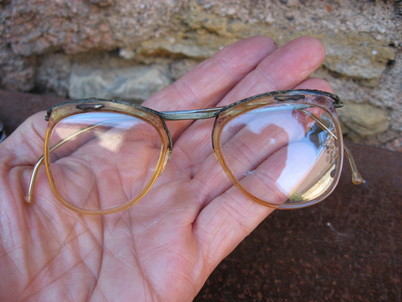 1950s VINTAGE FRENCH EYEGLASSES With Silver Metal Browline Mono 