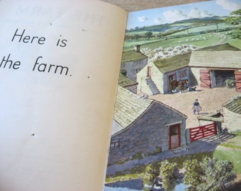 1958 LADYBIRD FARM BOOK from the vintage children's Learn to Read series. Beautiful artwork each page; horse, cows, chickens.