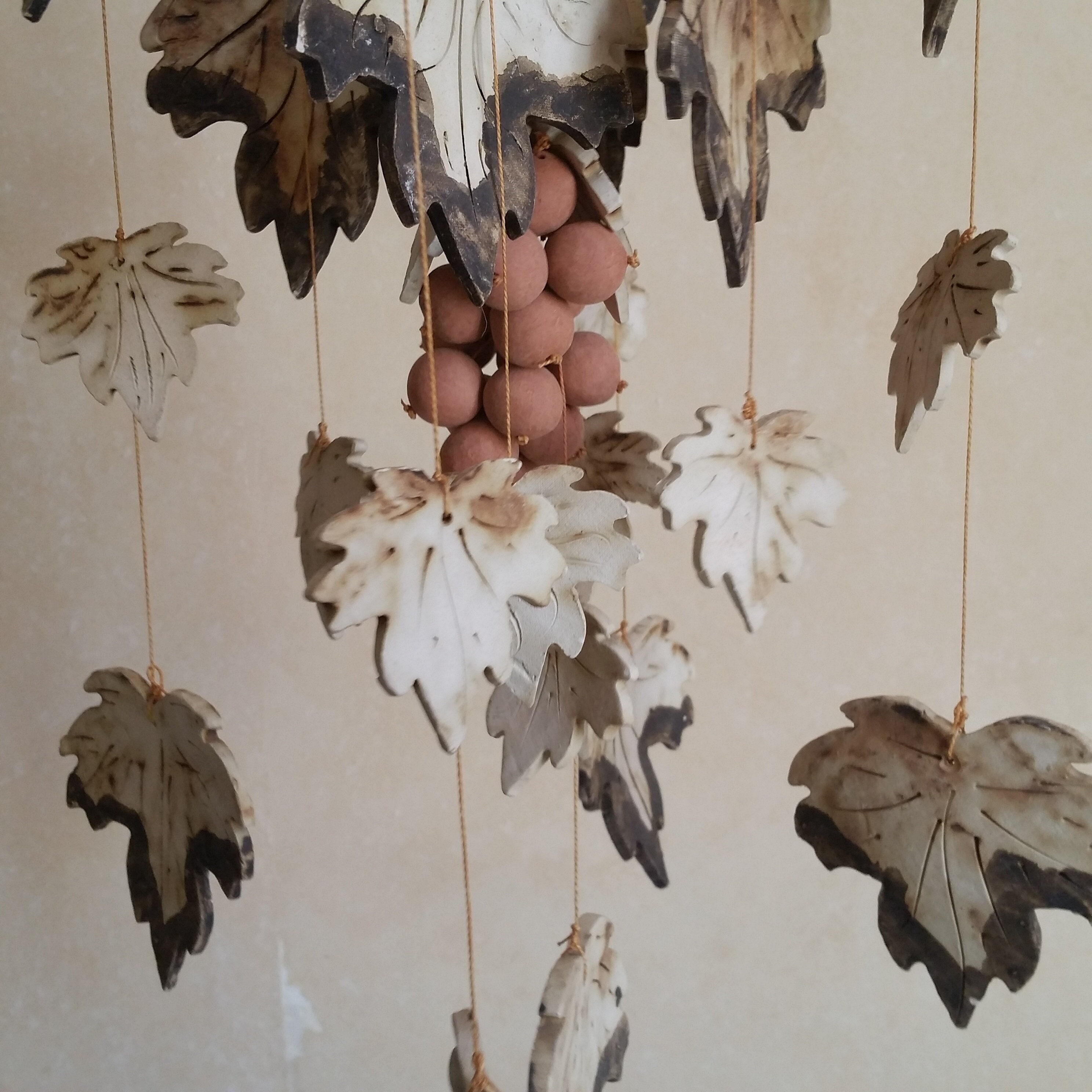 Millésime Vine Mobile, Amateur de Vin Artisanal Carillon Feuilles Céramique et Grappes Raisin Des An