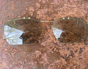 1950s FRENCH CLIP-On SUNGLASSES with gold browline frame. Unique mid century vintage look for him or her.