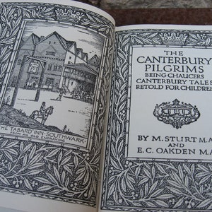 1960 CHAUCER'S TALES FOR CHILDREN. Canterbury Pilgrims opowiedziane na nowo, w kieszonkowej książce vintage z cudownymi ilustracjami.