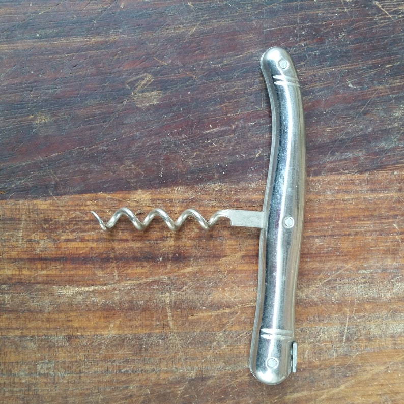 Vintage FRENCH LAGUIOLE CORKSCREW, non-folding, with Bee symbol. Quality wine bottle opener made in France. image 2