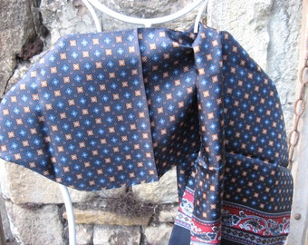 Vintage Traditional Style Gentleman's Silk Scarf with beautiful retro subdued design.  Quality unisex coat cravat gift by Jolie Femme.